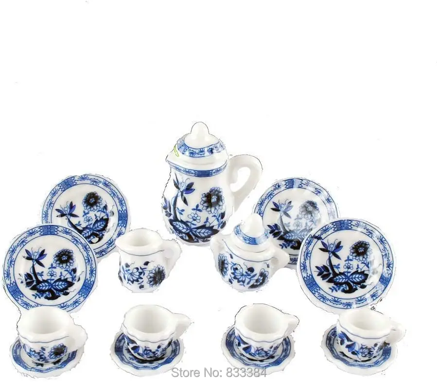 

1/12 1 Set 15 Pieces 1:12 Ceramics Tea Cup Set Lovely Dollhouse Decoration Set Dollhouse Kitchen Accessories