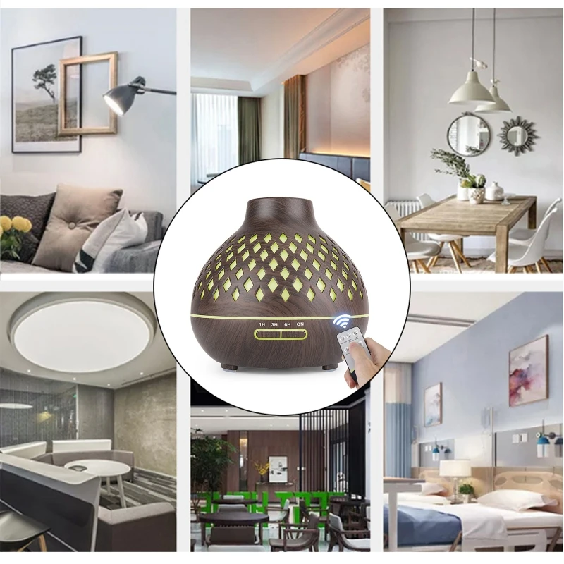 

Mini Portable Hollow Wood Grain Air Humidifier USB Cool Mist Maker Aroma Diffuser with LED Night Light Fogger Appliance