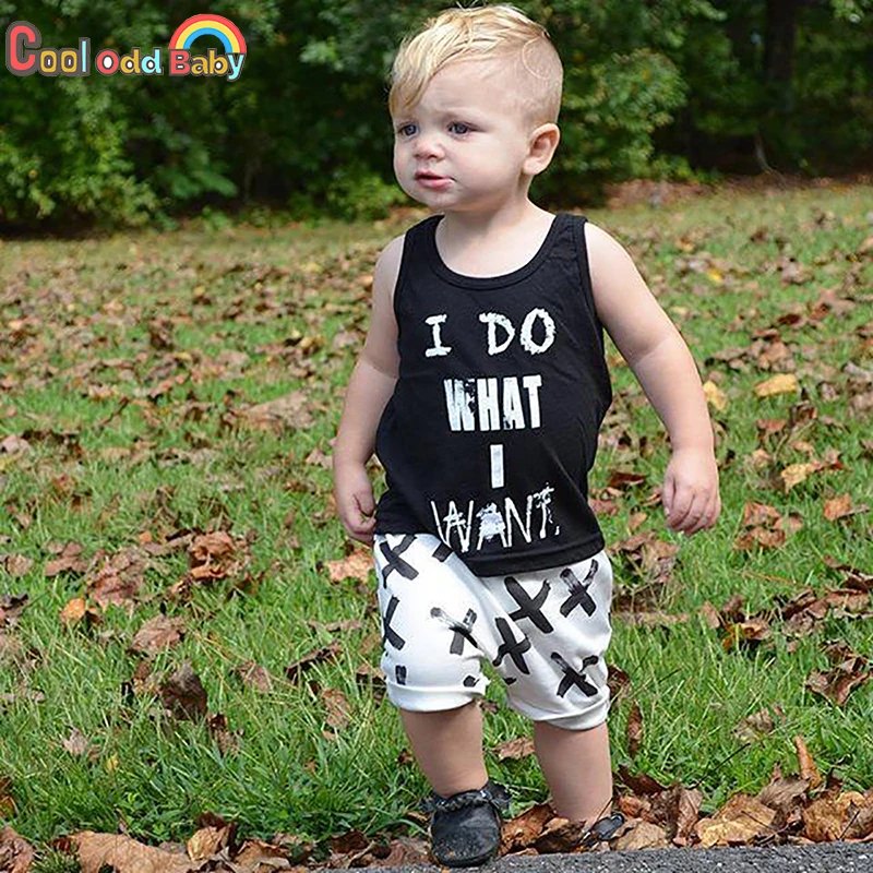 Fashion Summer Newborn Baby Boy Clothes Set Casual Letter Sleeveless T-Shirt Top and Cartoons Shorts Pants 2Pcs Toddler Clothing