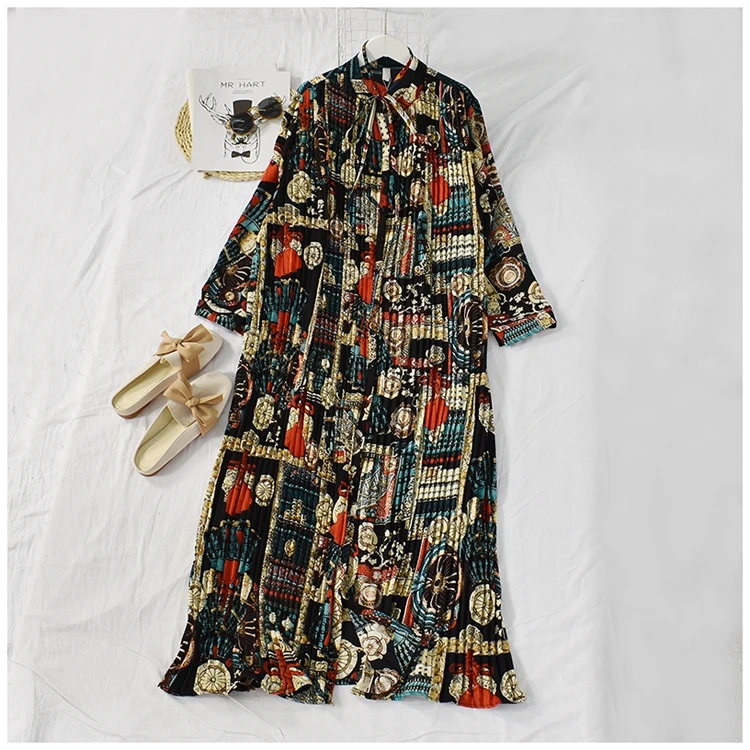 Женское длинное платье в национальном стиле Пляжное с цветочным принтом