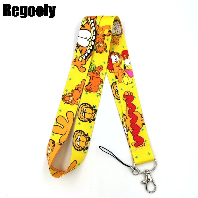 Модный простой брелок для ключей Garfield cat мобильный телефон с шейным ремешком ID