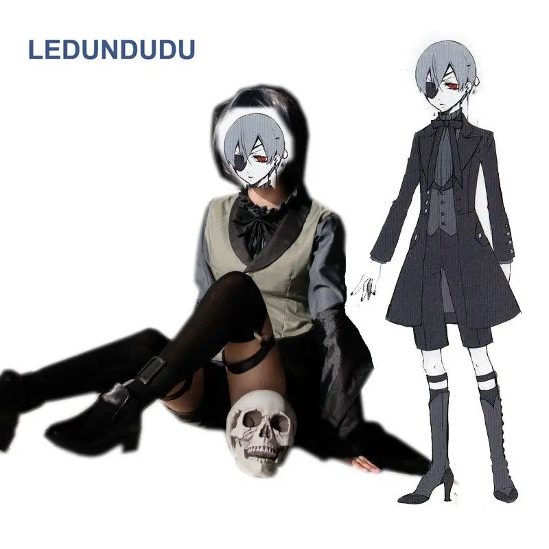 

Косплей Черный Батлер из аниме, косплей, Cotumes, небесный призрак, демон, дьявол, черный унисекс, полный комплект для Хэллоуина
