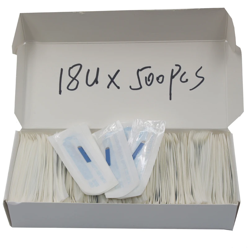 

18 Pins 50PCS Microblading Needles For 3D Embroidery Manual Tatoo Pen Machine Blue Permanent Makeup Eyebrow Tattoo Bevel Blade