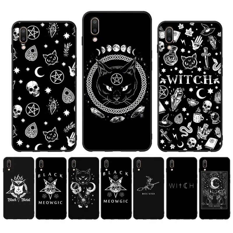 

Witches cat moon Tarot Mystery totem Phone Case Case For Oppo Reno Realme C3 6Pro Cover For vivo Y91C Y17 Y19