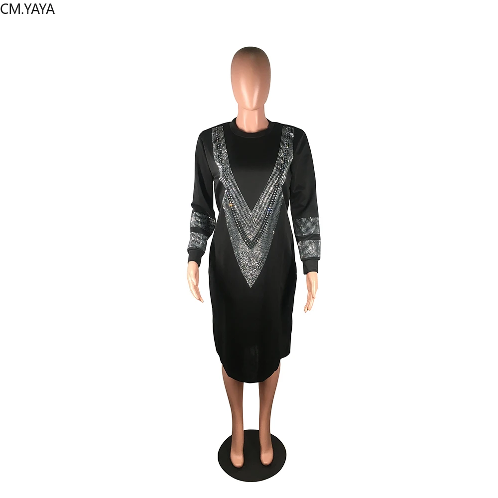 Женское платье-миди с круглым вырезом длинным рукавом до колена | Женская одежда