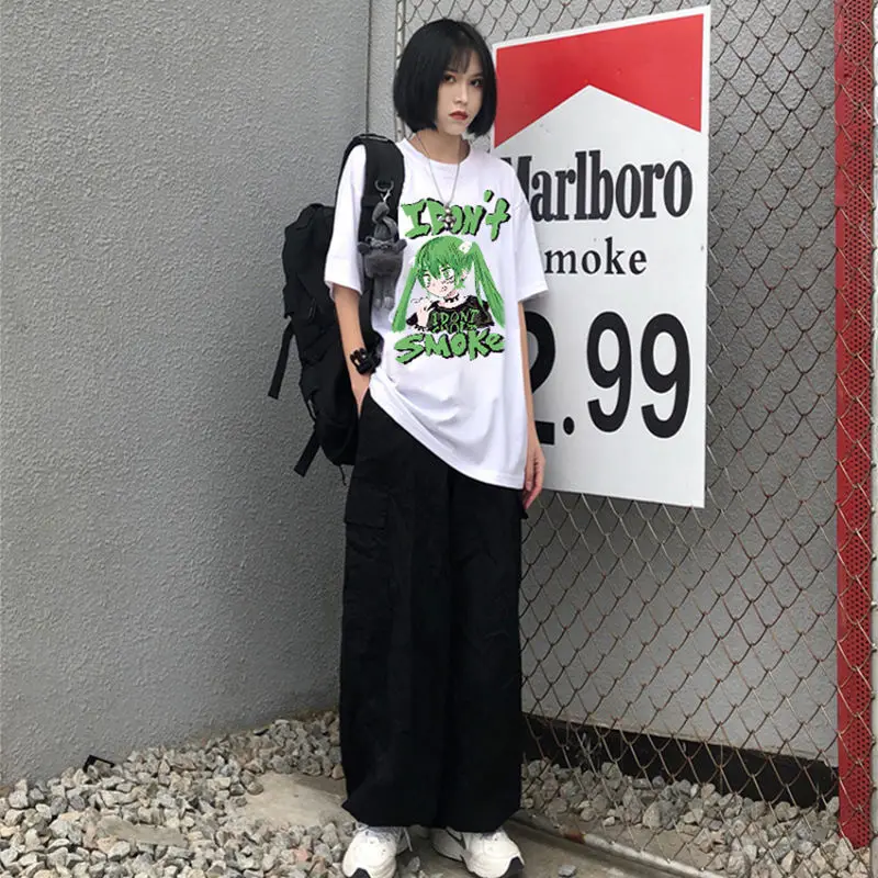 Женские топы с изображением темноты японская Повседневная футболка Harajuku