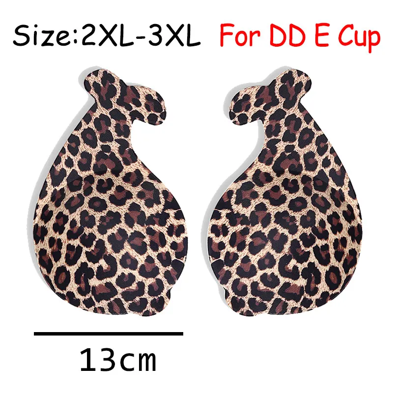 Leopard 2XL-3XL Лепестки груди Лента Нижнее белье, сексуальное белье аксессуары Для женщин силиконовый всасывания с эффектом пуш-ап невидимая накладка на сосок, прилипающий бюстгальтер для купания - Цвет: Leopard 2XL-3XL
