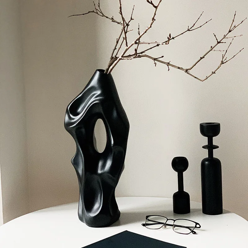 

Nordic Creative Ceramics Abstract Art Dried Flowers Plant Arrangement Vase Decoration Living Room Desktop Home Decor Ornaments