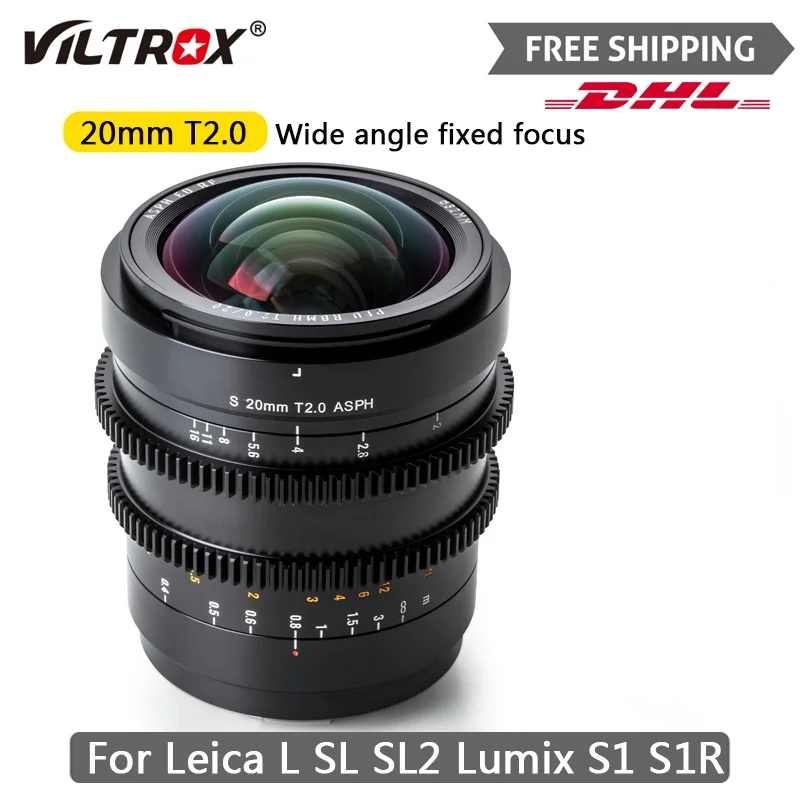 

Viltrox S 20mm T2.0 ASPH Wide Angle Film Lens Full Frame Manual Focus Cine For Panasonic Lumix S1R S1 S1H SL2 L Mount Camera