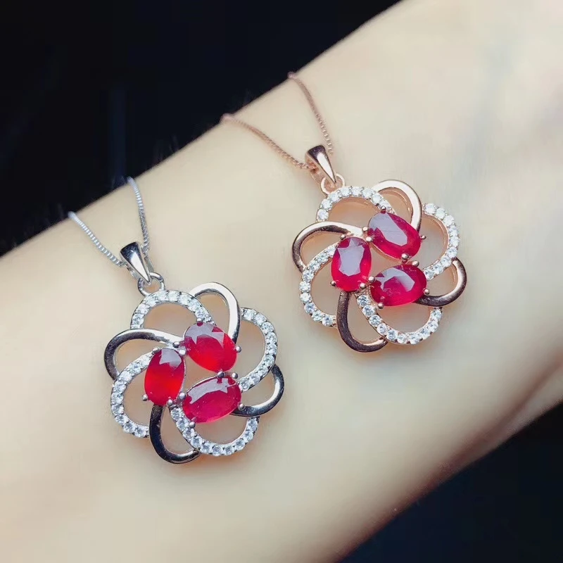 Женское Ожерелье с натуральным Рубином вечернее ожерелье из серебра 925 пробы