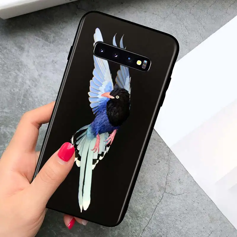 

Colorful Bird for Samsung Galaxy S21 Ultra Plus Note 20 10 9 8 S10 S9 S8 S7 S6 Edge Plus Black Phone Case