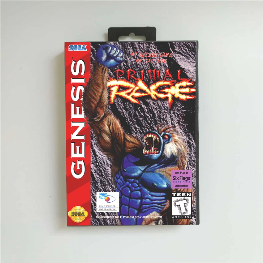 Примал Rage крышка США в розничной упаковке 16 бит MD игровая карта для Sega Megadrive Genesis