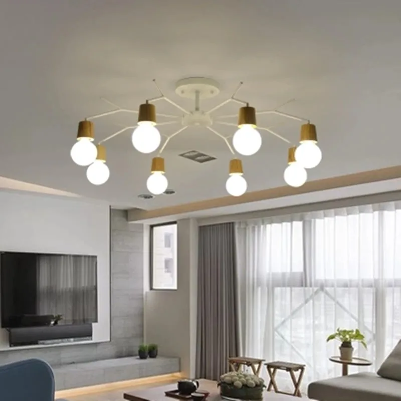 Декоративная светодиодная люстра в скандинавском стиле современная деревянная