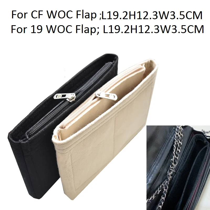 Bolsa de fieltro con solapa para guardar cosm&eacute;ticos CF 19, organizador de almacenamiento interior, estable, minimalista, de bolsillo, art&iacute;culos de aseo-0