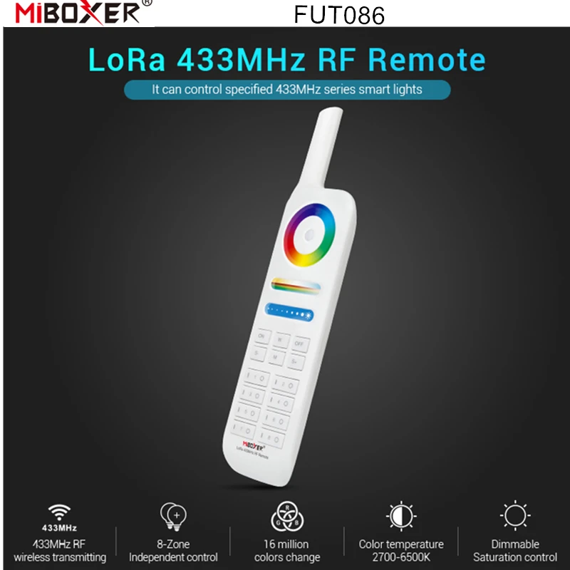 Miboxer FUT086 8-зонный 433 МГц пульт дистанционного управления для серии RGB + CCT подводный