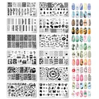 Шаблоны для дизайна ногтей штамповочная пластина дизайн Цветочный трафарет многоразовые металлические маникюрные ногти инструменты для творчества аксессуары шаблоны изображения