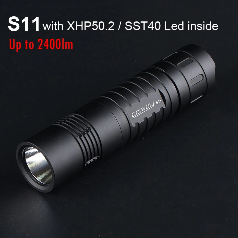 

Convoy S11 with SST40/XHP50.2 LED Flashlight Portable Tactical Torch Flash Light 26650 18650 Linterna Police Camping Work Light