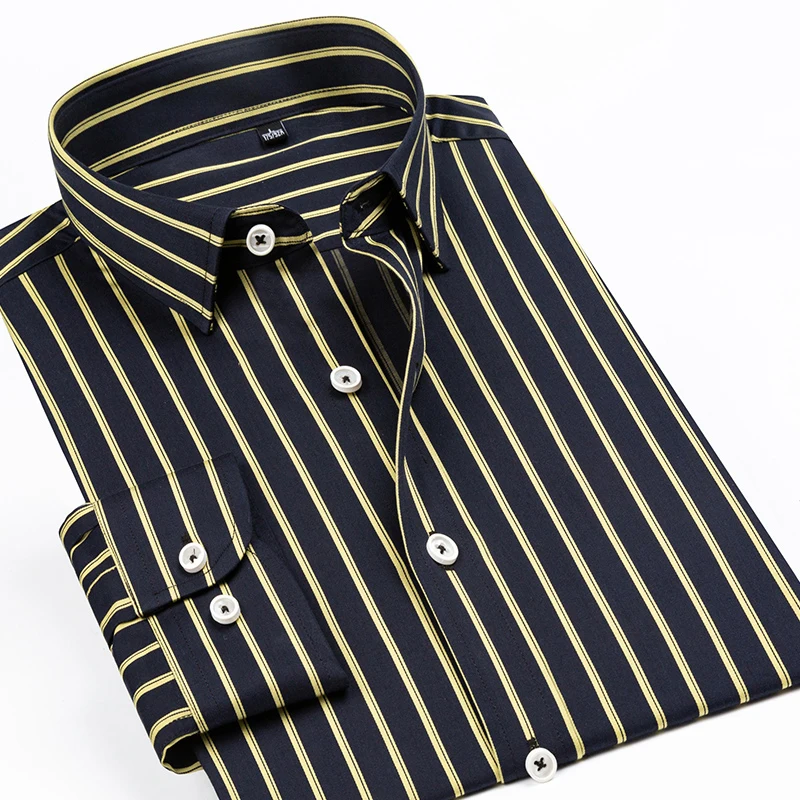 

Тонкая мужская рубашка в английском стиле в полоску, дизайнерская стандартная Высококачественная стильная повседневная рубашка в клетку с...