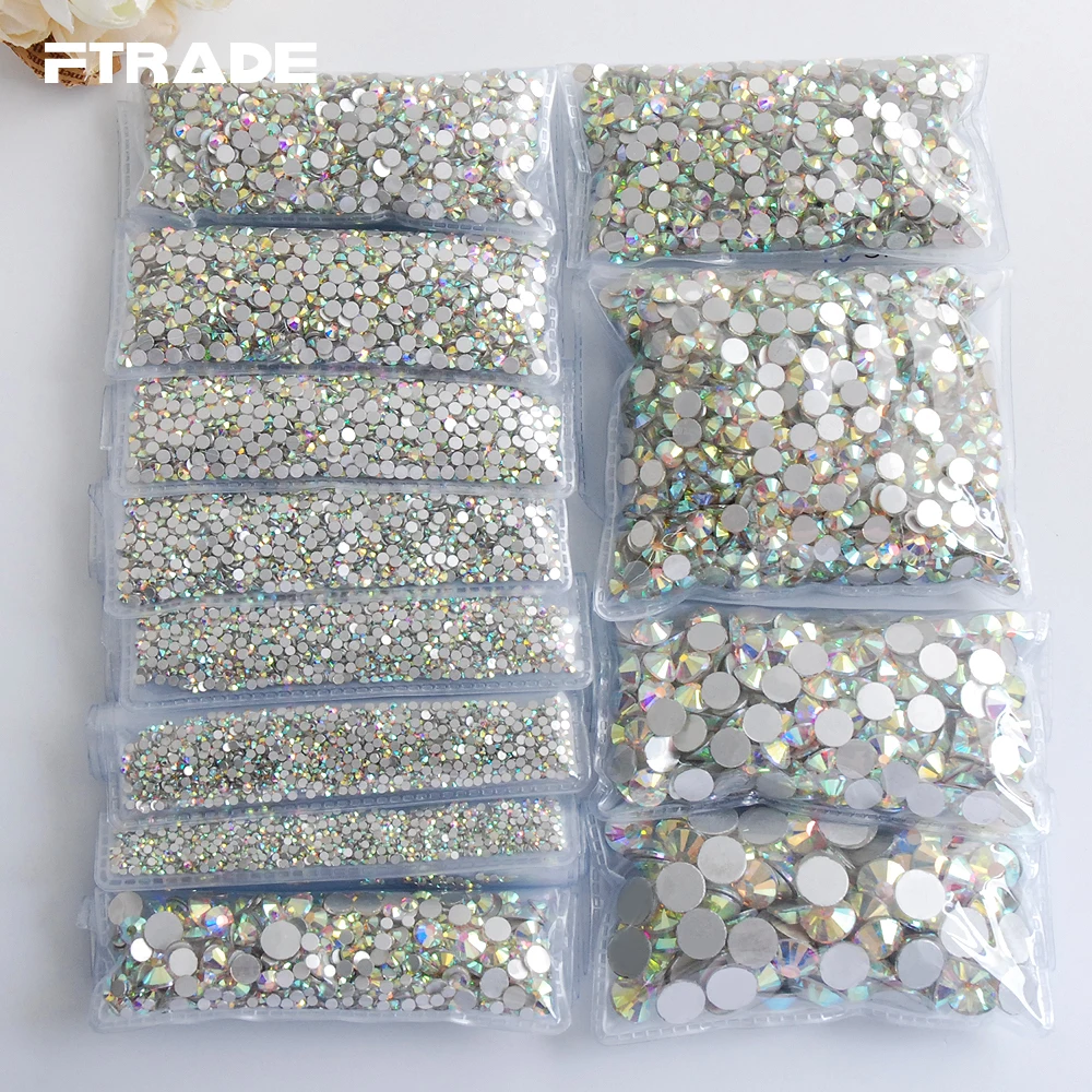 Супер блестящее 3D украшение для ногтей все размеры искусственное стекло AB