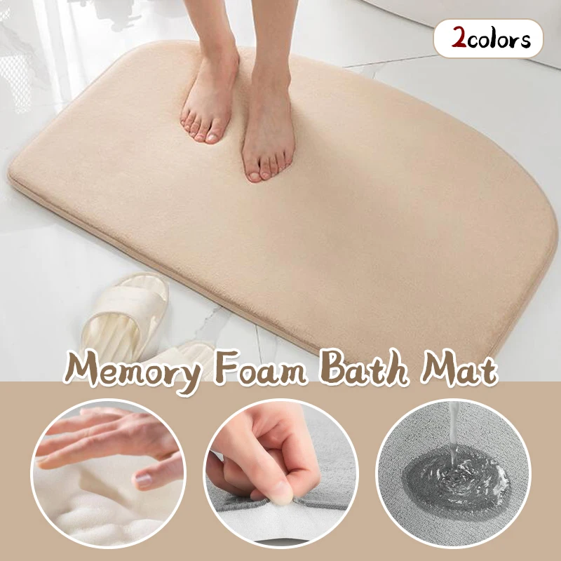

Soft Memory Foam Absorbent Bath Mat Quick-drying Toilet Bathroom Floor Mat Porch Thick Carpet Non-slip Shower Room Rug