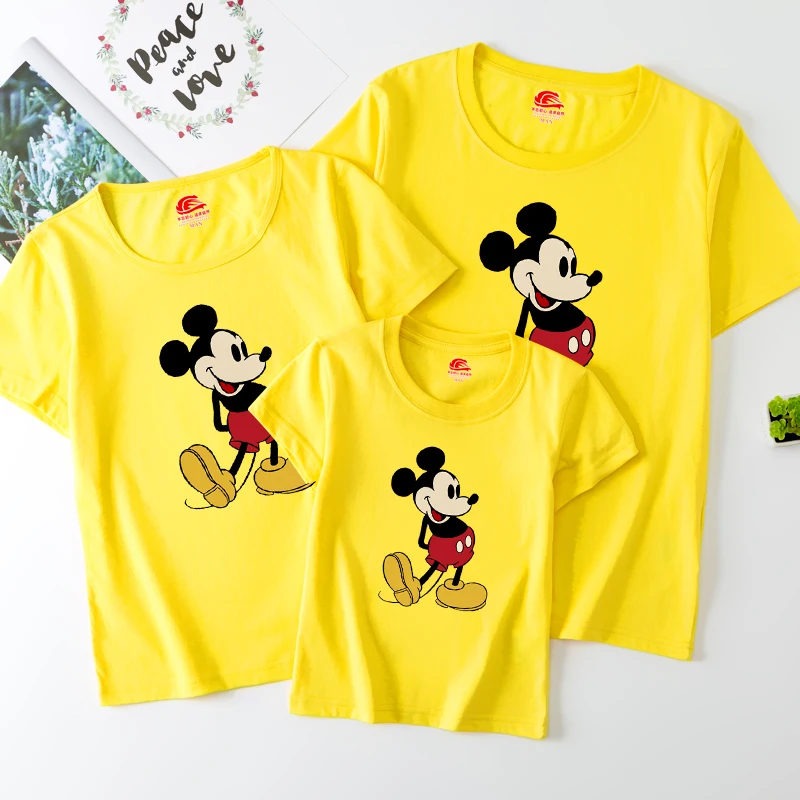

Disney Bigfoot Mickey Mouse t-shirt children girls boys 100% cotton short-sleeved parent-child wear family matching clothe