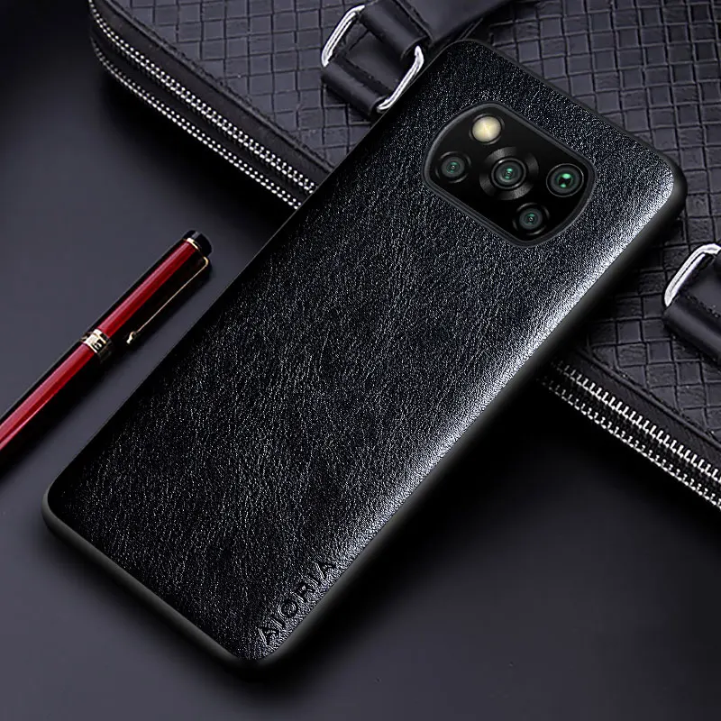 luxury pu leather case for xiaomi poco x3 nfc x3 pro with business solid color design phone cover for xiaomi poco x3 pro case free global shipping