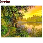 Алмазная живопись 5D сделай сам, Набор для вышивки крестиком с природным пейзажем, мозаика из страз для рыбалки
