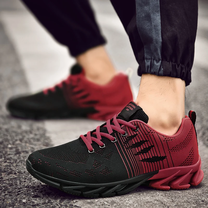 

2021 Hot Sale Running Shoes Men Breathable Mesh Gym Sneakers For Mens Anti Slip Jogging Sneakers Men Lace Up Man Sport Shoes