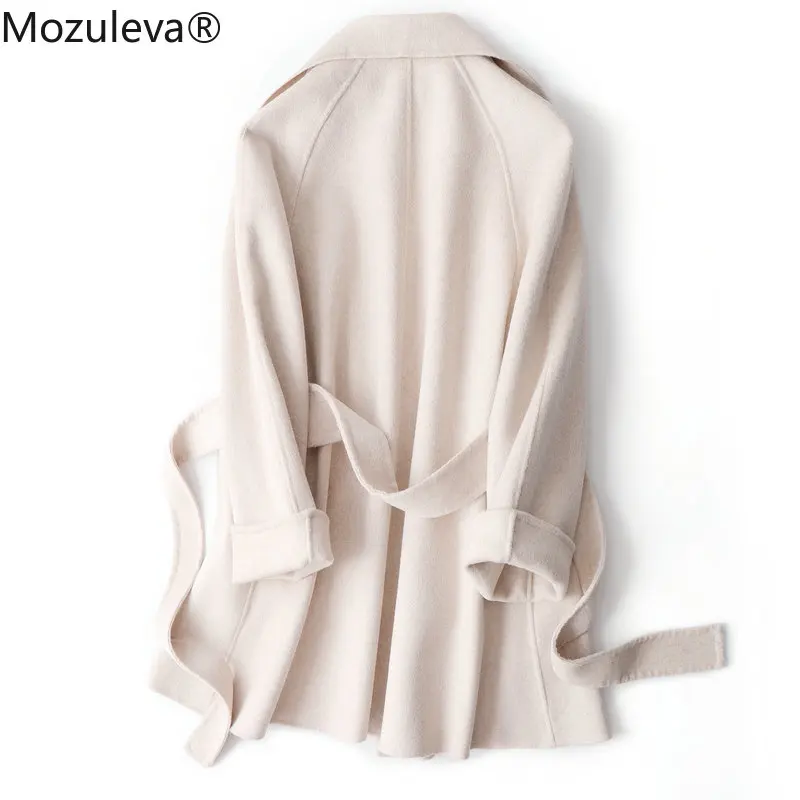 Молочно-коричневое двустороннее кашемировое шерстяное пальто мозалэва Женское