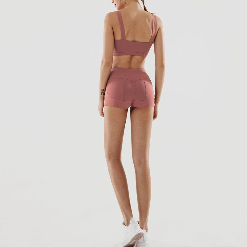 Женский спортивный комплект из 2 предметов однотонный дышащий повседневный