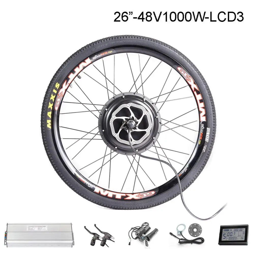 26inch 1000W Фара для электровелосипеда в 20-29 дюймовым 700C преобразователя для электрического велосипеда с сертификатом ce комплект 48V 1500W тормозной функцию регенерации задний ступичный мотор для центрального движения колеса - Цвет: 26inch 1000W