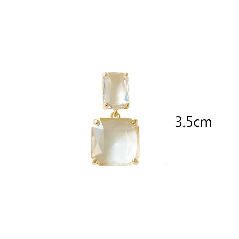 

Temperament Korean New Style Luxury Elegant Shiny Square Crystal Dangle Earrings