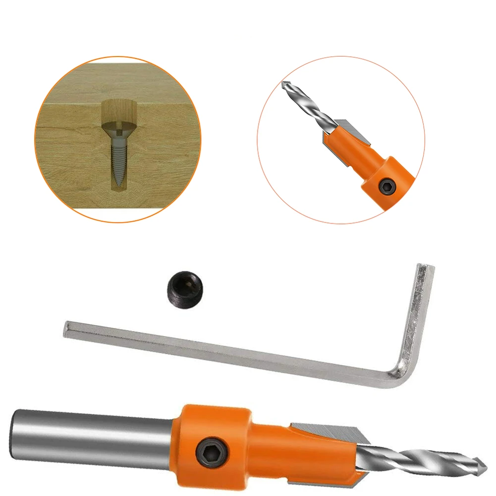 

5pcs 8mm Shank HSS Woodworking Countersink Drill Router Bit Set Screw Extractor Remon Demolition Puncher For Wood Milling Cutter