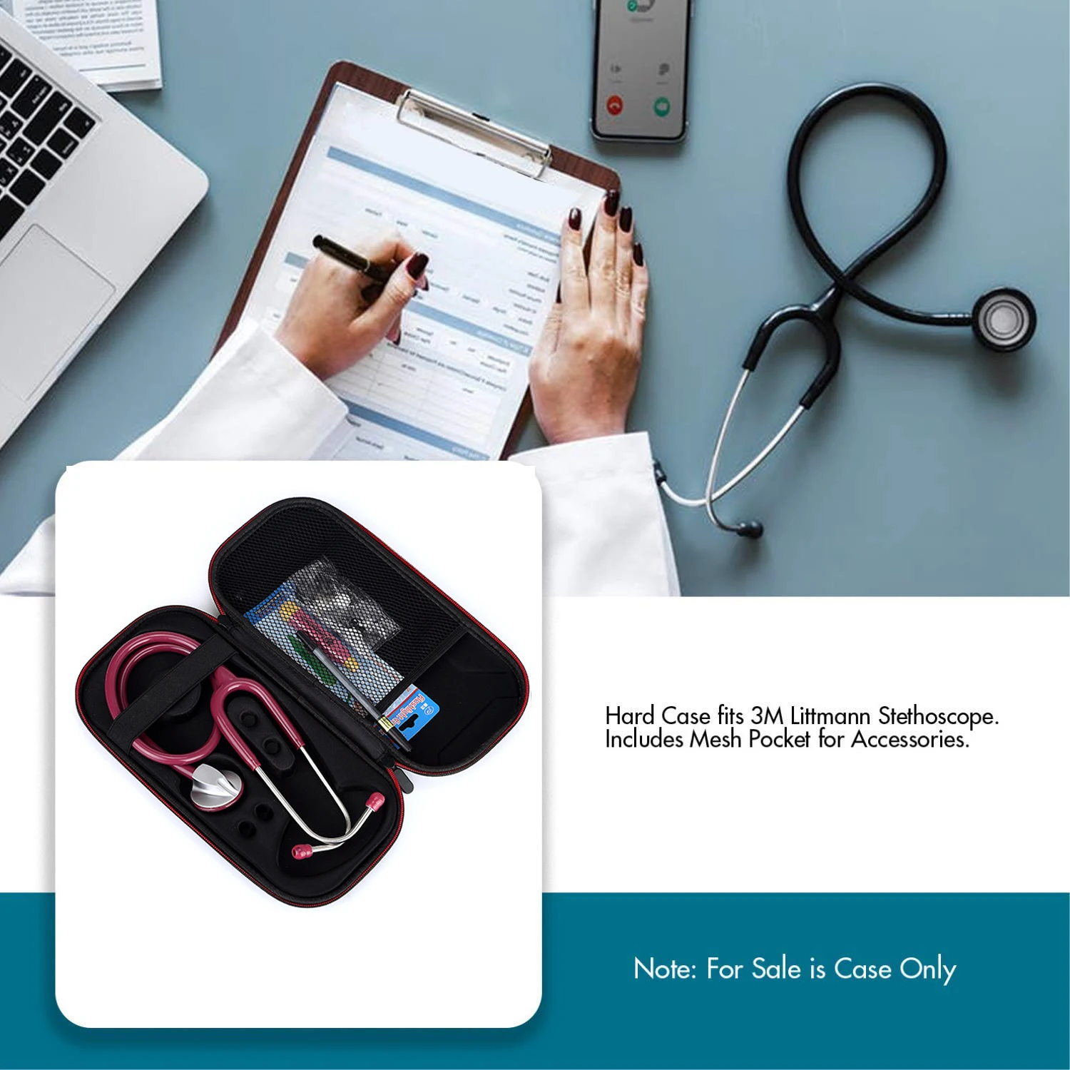 Портативный жесткий чехол для стетоскопа Littmann Classic III/ Littman Cardiology 4/ MDF/Omron