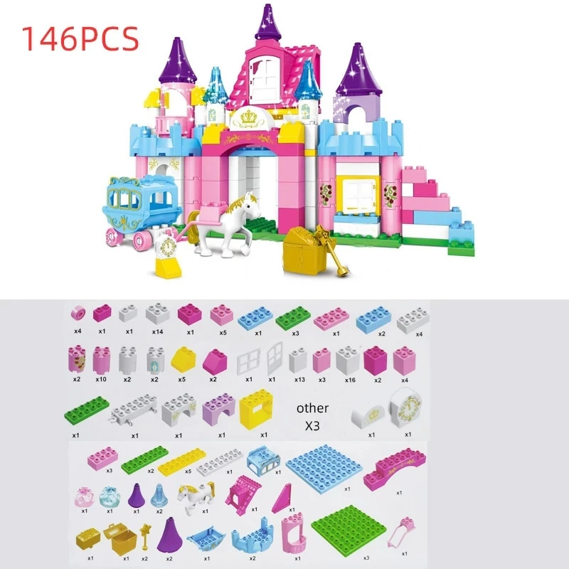 Замок Снежный из кубиков набор кирпичей для девочек принцесс семейный дом
