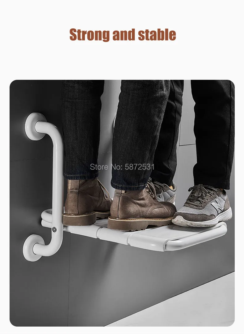 Bathroom folding seat toilet elderly safety antiskid wall hanging stool handicapped armrest bath | Мебель
