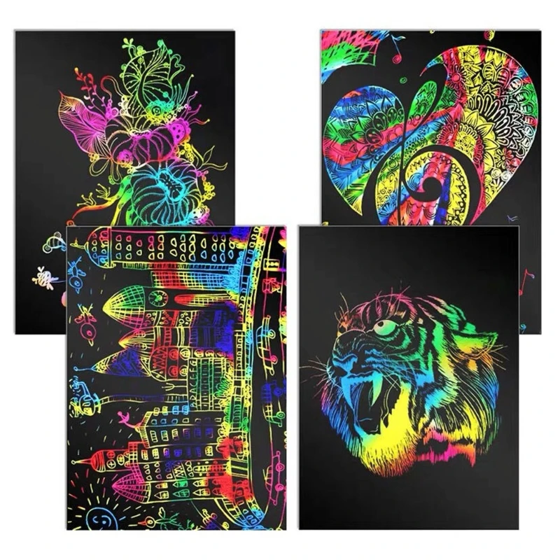 

Scratch Rainbow Art Paper Set 50Pcs Magic Scratch off School Art Craft Supplies Kits for Fun DIY Toy