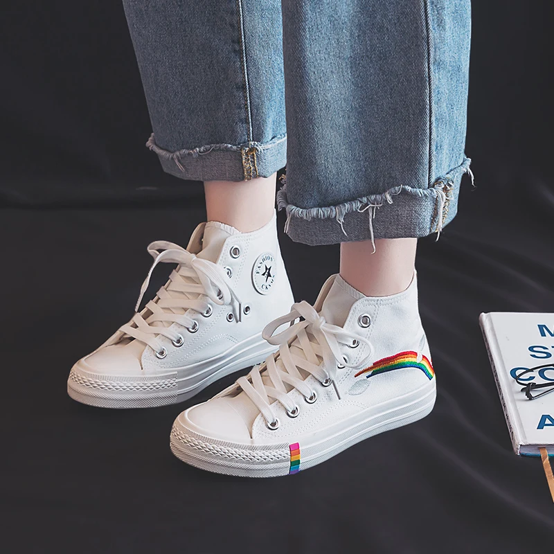 Лидер продаж женская парусиновая обувь Модные Повседневные Дышащие Высокие