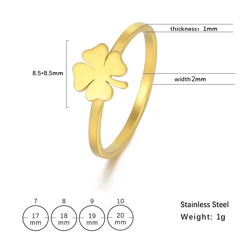 

Unift 2021 Trendy Four-Leaf Clover Rings for Women Glossy Stainless Steel Ring Lucky Girls Luxury Party/Wedding Jewelry Gifts