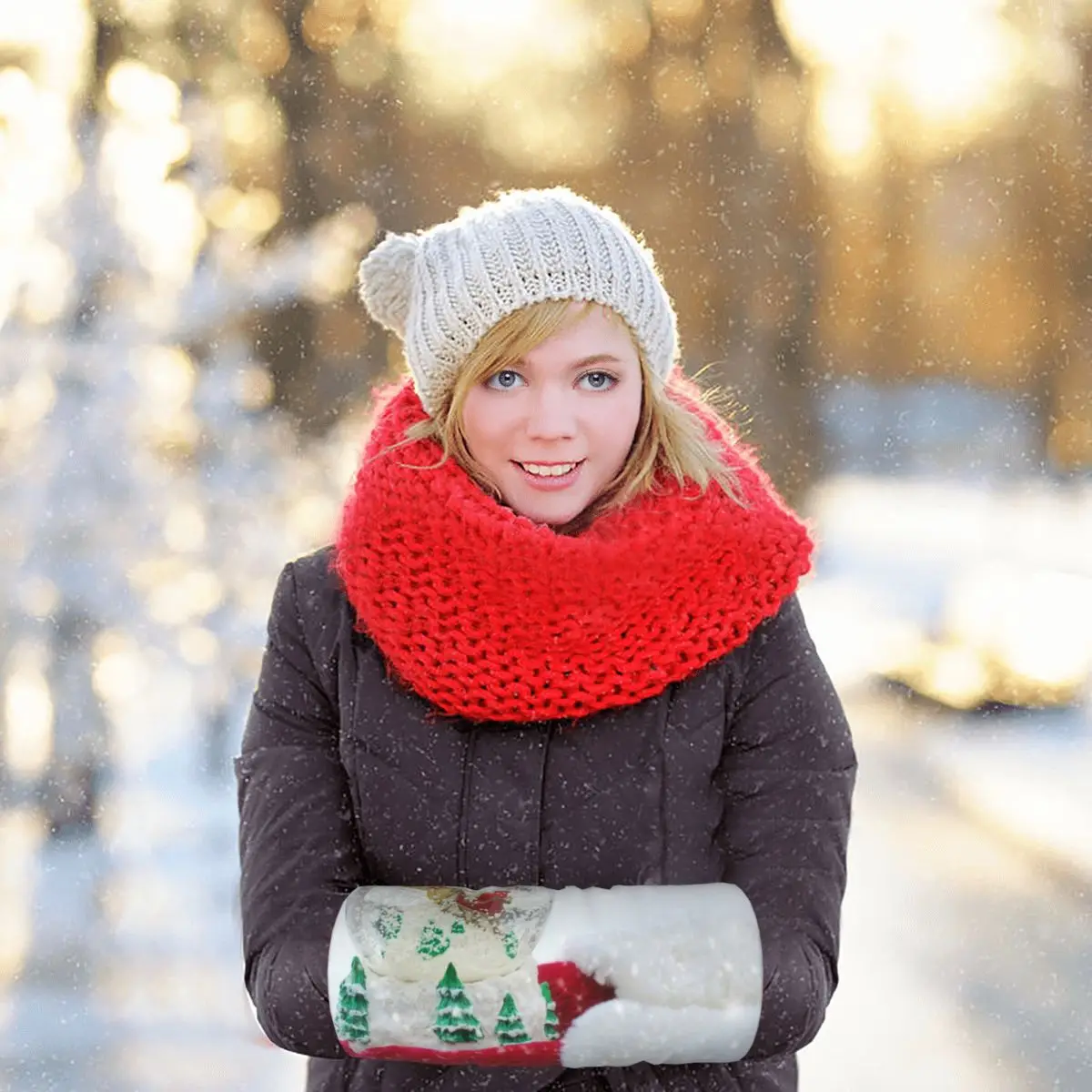 

Зимние шары Рождество Снежный шар зимний шар Рождество мужские и женские плюшевые перчатки