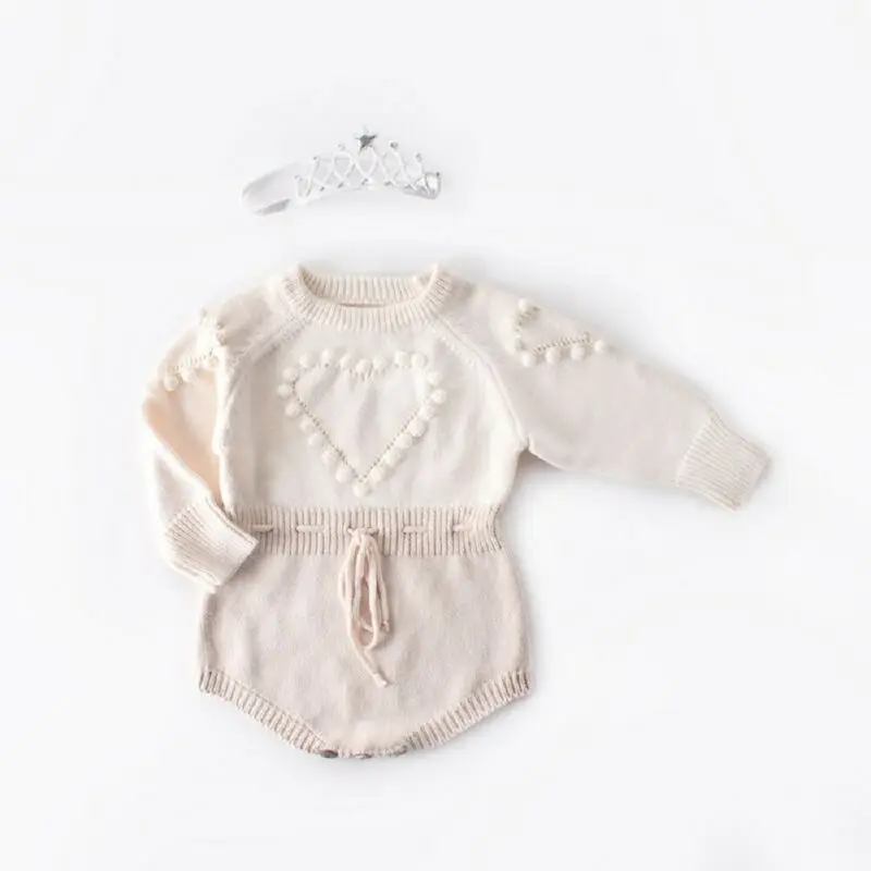 

Infant Baby Girl Knitted Clothes Love Romper Jumpsuit Bodysuit Outfit Winter