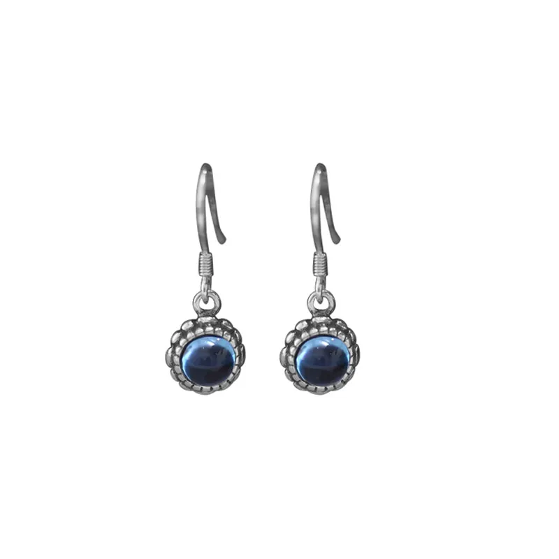 

Sterling silver jewelry original design mermaid tears topaz stone earrings sky blue art new restoring ancient ways