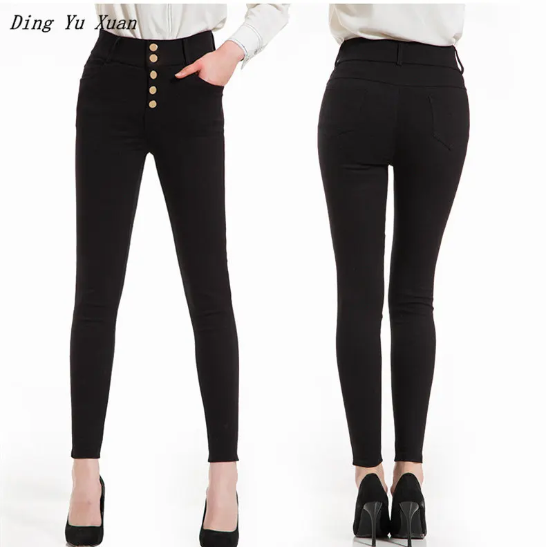 

Women Plus Size Leggings with 4 Pockets Womens High Waist Slim Bodycon Button Legging Big Size Casual Pencil Pants 4XL 5XL 6XL