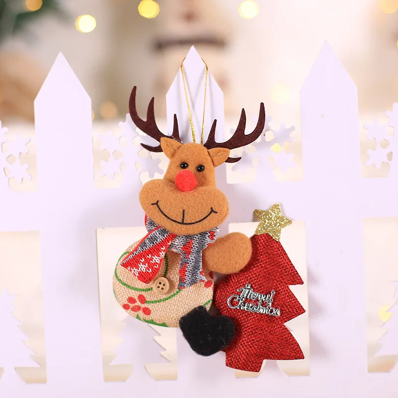 tree ELK ETya Рождественское украшение Санта Клаус держать подарочную коробку куклы для рождественские украшения для дома Дерево Подвески Игрушки год висячие украшения детский подарок - Цвет: tree ELK