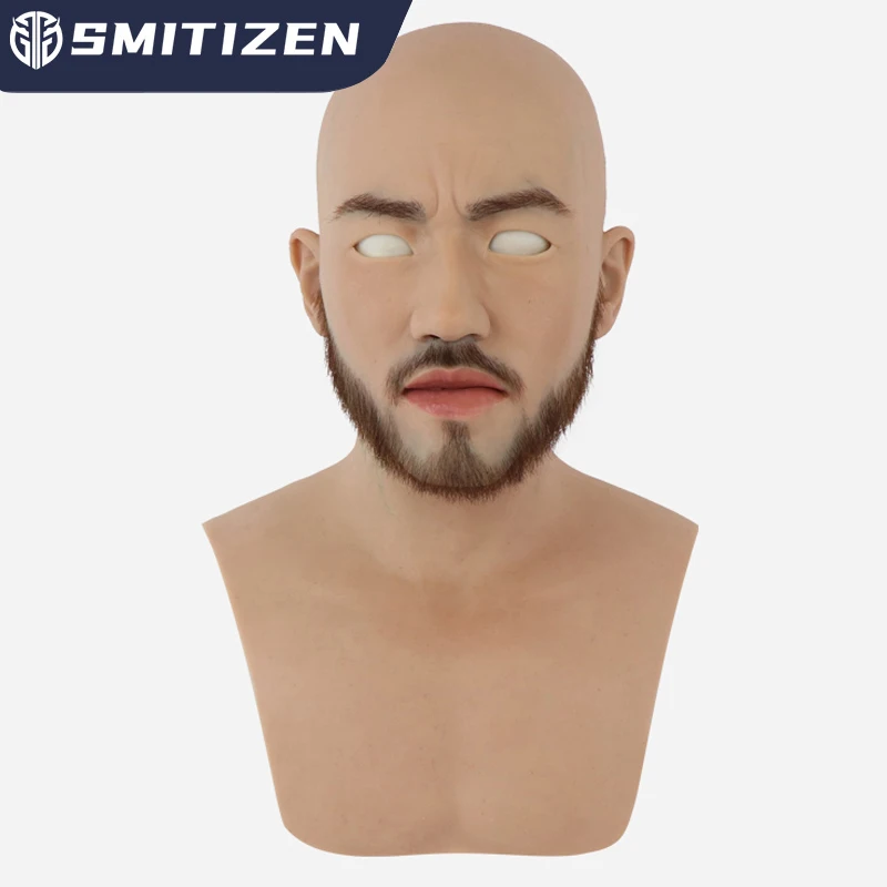 

Smitizen Realistic Brother Mask with Whiskers Zentai Masque Fetish Masken Full Head BDSM Halloween Male Latex Kigurumi Costumes