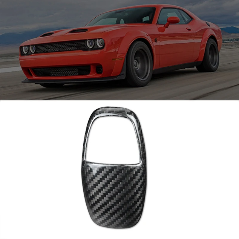 

Real Carbon Fiber Gear Shift Knob Cover Trim Gear Shift Head Decoration for Dodge Challenger Charger 2015-2019