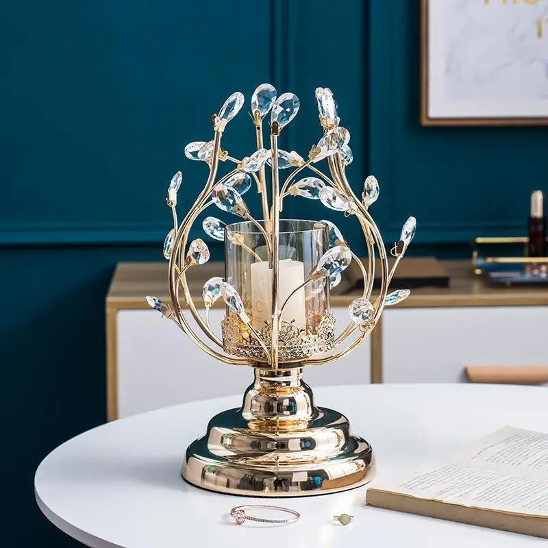 

Romantic Candle Holder Decoration Nordic American Dining Table Retro Candlelight Dinner Props Crystal Candle Holder