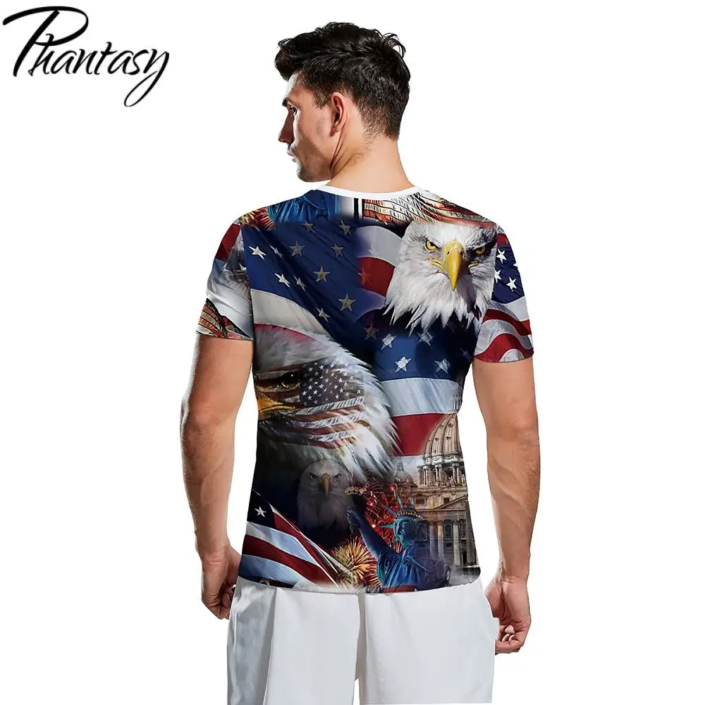Мужская футболка с 3D-принтом в виде совы Phantasy летняя американским флагом для