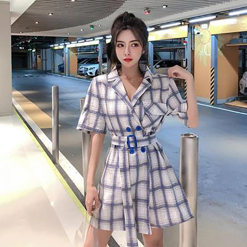 Комбинезон женский летний клетчатый с широкими штанинами и высокой талией