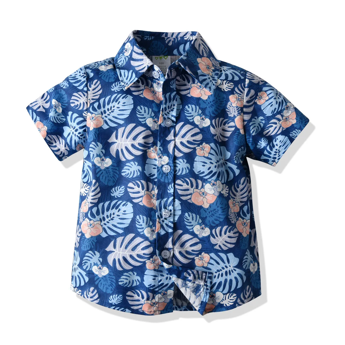 

New seaside vacation children's suit trendy printed shirt casual pants two-piece set children's travel suit